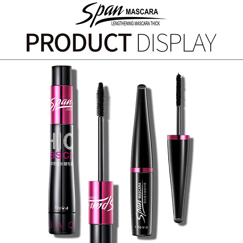 Silk 4D Fiber Mascara – 1+1 Set, 3D Lengthening & Volumizing Eyelashes for Full Professional Makeup