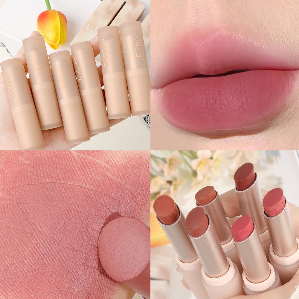 Matte Misty Lipstick – 6 Shades, Waterproof, Non-Sticky, Long-Lasting Velvet Nude Lip Tint